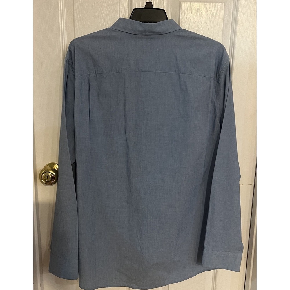 George Classic Fit Men's Poplin Blue Long‎ Sleeve Button Down Shirt 3XL (54-56) - Picture 5 of 8